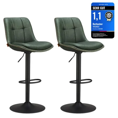 Obrázek produktu pro VASAGLE Sada dvou barových židlí, výškově nastavitelné, otočné, s opěradlem
