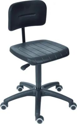 Produktbild von STIER Arbeitsstuhl mit Doppelrollen, höhenverstellbare Sitzhöhe 470-660 mm, geformter, PolyurethanSitz und pendelt gelagertes Rückenteil