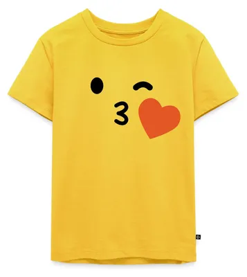 Produktbild von Spreadshirt Emoticon Kuss Kostüm Karneval Gruppenkostüm Kinder Premium T-Shirt, 134/140 (8 Jahre), Sonnengelb