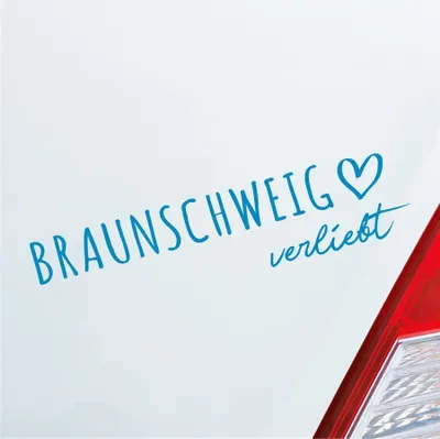 Produktbild von Auto Aufkleber Braunschweig verliebt Herz Stadt Heimat Liebe Car 19x5 cm Hellblau Sticker Heckscheibenaufkleber