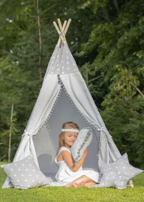 Produktbild von Kinder Spielzelt TIPI Teepee 7 Elemente SET zelt für Mädchen oder Junge