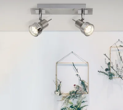 Immagine prodotto di BRILLANTE Spot LED da soffitto Kassandra | barra luminosa senza tempo | metallo | ferro/cromo| testa orientabile | 2x GU10 max 7 W