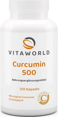 Image de Vitaworld Curcumine 500 | 120 gélules | Curcumine C3 Complex® originale | hautement dosée | Extrait de poivre noir | végétalien