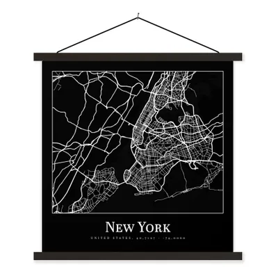 Produktbild von MuchoWow® Textilposter Karte - New York - Stadtplan - Karte der Stadt 40x40 cm mit schwarzem Rahmen - Fotos