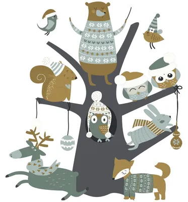 Produktbild von Weihnachtsaufkleber: Der magische Baum der Waldtiere – Weihnachtsaufkleber – Festliche Dekoration – 70 x 105 cm