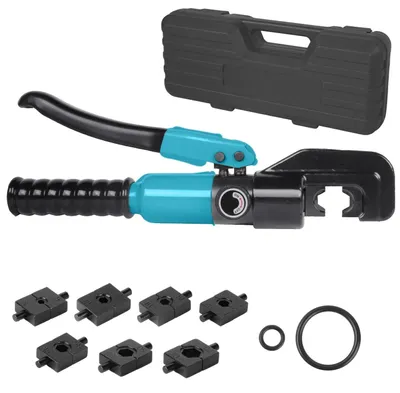 Immagine prodotto di Pinza idraulica per crimpatura cavi - Utensile di pressatura manuale 8T - Per capicorda da 4–70 mm² - Impianti elettrici - Blu