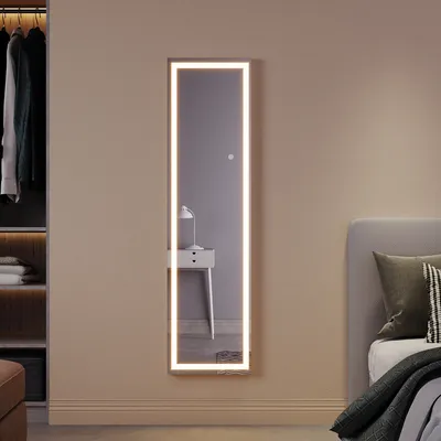 Produktbild von SONNI Ganzkörperspiegel mit Licht, Wandspiegel Stehspiegel 2 in 1, LED Dreifarbiger Temperatur beleuchteter Wandspiegel BxH:400x1500mm