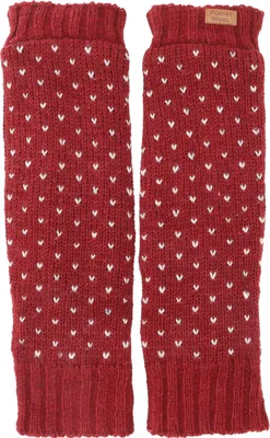 Produktbild von Warme Beinstulpen, Wollstulpen mit Pünktchen, Strickstulpen aus Nepal - Rot/weiß, Uni, Wolle, 37*12 cm, Socken & Beinstulpen
