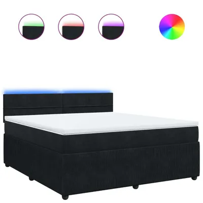 Produktbild von Boxspringbett mit Matratze Schwarz 180x200 cm Samt
