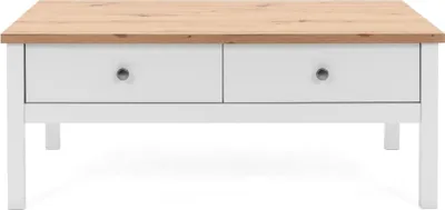 Image de CALICOSY - Table Basse 2 tiroirs L100 cm -Reproduction Blanc - BERGEN