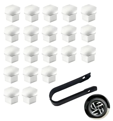 Productafbeelding van Wielboutdoppen 17 mm - Kunststof - Set van 20 - Zilver
