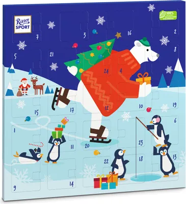 Obrázek produktu pro Čtvercový adventní kalendář Ritter Sport s 24 tabulkami čokolády 347g