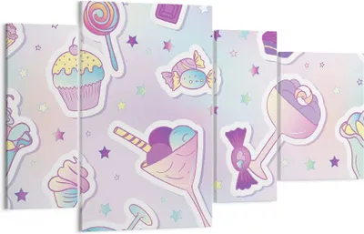 Produktbild von Bild auf Leinwand - Leinwandbild - Süßigkeiten Süßigkeiten Kinder Kuchen - 120x70cm - Wand Bild - Wanddeko - Leinwanddruck - Bilder - Kunstdruck - Leinwand bilder - Wandkunst - DL120x70-2919