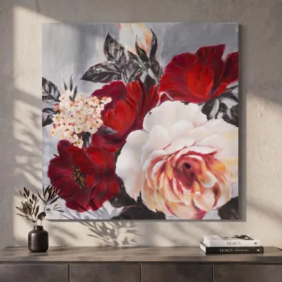 Immagine prodotto di Dipinto su tela multicolore fiori cm 90x3,7x90