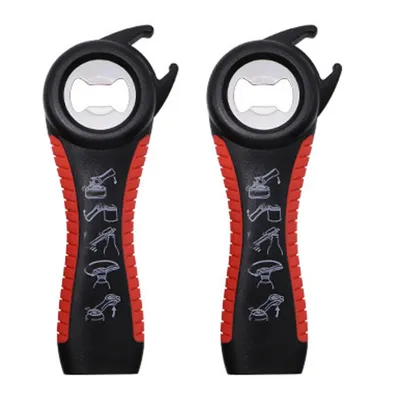 Produktbild von Gummi-Glasöffner für schwache Hände Glas-Flaschenöffner für Senioren mit Arthritis,2-in-1 Glasöffner,Schwarz Rot