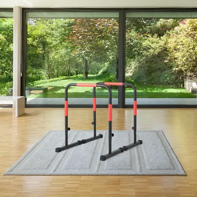 Produktbild von COSTWAY Dip-Barren mit 3-stufig verstellbarer Höhe & 2 Sicherheitsverbinder, robuste Dip-Stationen multifunktionale Fitness-Dip-Stangen für Heim- und Büroübungen, schwarz