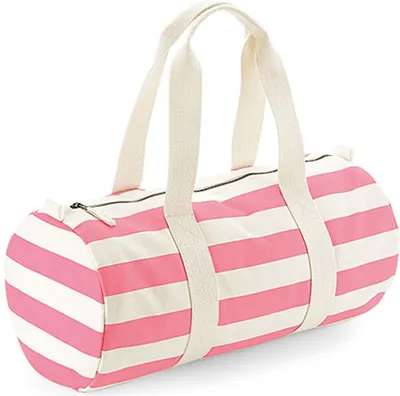 Produktbild von Westford Mill W688 | Sporttasche Nautical Barrel Bag - Farbe: Natural/Pink - Größe: 50 x 25 x 25 cm