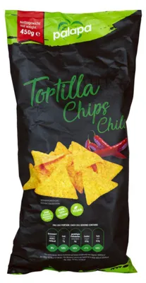Zdjęcie produktu dla Chipsy Palapa tortilla nachos z mąki kukurydzianej o smaku chili 450g