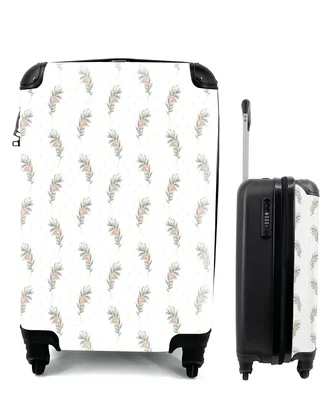Produktbild von MuchoWow® Koffer Handgepäck Trolley Rollkoffer Kleine Reisekoffer mit 4 Rollen - Blumen - Blätter - Muster - Cabin Size < 55x40x23 cm & 55x40x20 cm - Fotokoffer - Kabinenkoffer - Boardgepäck - Reise-Box - Reisekoffer - Reisegepäck - Koffer mit Bild - Trolley für Kinder