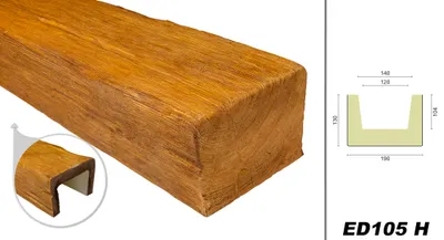 Produktbild von DECO WOOD Deckenbalken modern aus Polyurethane, 2m Länge, PolyurethanBalken Holzoptik (hellbraun - 19x13cm) Wanddekoration Hohlbalken Holzstruktur