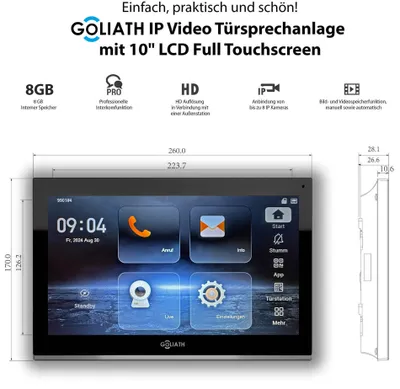 Produktbild von 10 Zoll HD Monitor Schwarz für GOLIATH IP Video Türsprechanlage