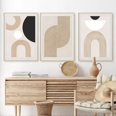 Produktbild von Famanu Poster Set 3 Stück, moderne abstrakte Kunst, ohne Rahmen, 21 x 30 cm