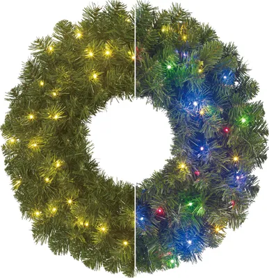 Produktbild von Black Box Trees Limber LED-Weihnachtskranz für draußen mit Timer und Dimmfunktion - H15 x Ø60 cm - Grün