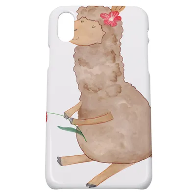 Produktbild von Mr. & Mrs. Panda Iphone 10 Handyhülle Alpaka Blume - Weiß - Geschenk, Lama, Lamas, Hülle, Spruch, Handy, Cover, X