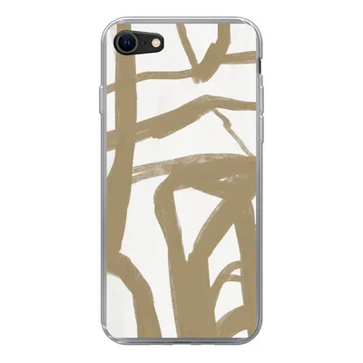 Produktbild von MuchoWow® Handyhülle Schutzhülle Hülle für iPhone SE 2020 Braun - Weiß - Abstrakt Silikon Softcase Handy Hülle - Kartenbesitzer
