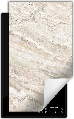 Produktbild von DarHaus Herdabdeckplatte 1 teilig 30x52 cm Anti Rutsch Matte Aufrollbar, beige - Marmor