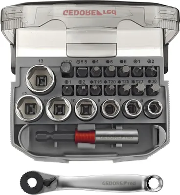 Produktbild von GEDORE red R49005023 Steckschlüssel-Satz 1/4" 6-13mm +Bits 23-teilig, 3300026