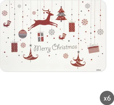 Image de Excelsa Set De 6 Sets De Table Merry Christmas Plastique 43Xh0,1X28,5 Cm Multicolore