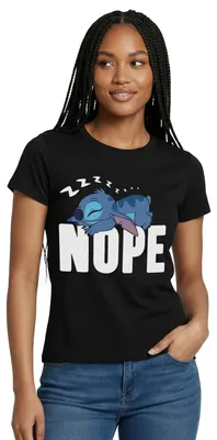 Produktbild von Lilo & Stitch | Schlafender Stitch Nope Frauen T-Shirt, S, Schwarz