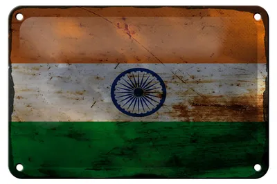 Produktbild von Blechschild Flagge Indien 18x12cm Flag of India Rost Dekoration