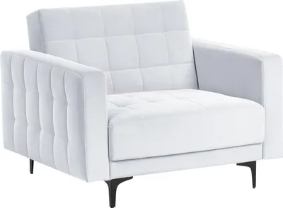 Produktbild von BELIANI Sessel Hellgrau Samt Gesteppt mit Schwarzen Metallbeinen Schlaffunktion Verstellbare Rückenlehne Modern Glamourös Wohnzimmer Ausstattung