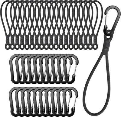 Zdjęcie produktu dla Elastyczne gumy bungee, 20 sztuk, 25 cm x 4 mm, z karabińczykami, do namiotów i plandek