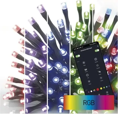 Produktbild von Emos D4ZR03, Leichte Dekorationskette, Schwarz, Polyvinylchlorid (PVC), IP44, Schwarz, 180 Glühbirne(n)