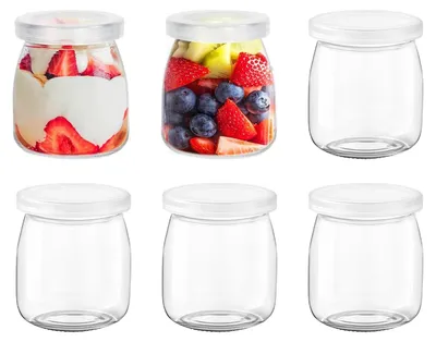 6 Dessertgläser mit Deckel, 200 ml, transparent, Glas