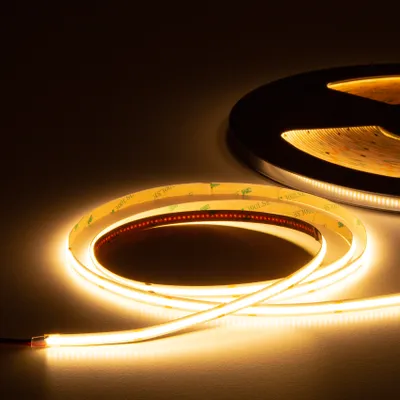Produktbild von HEXIM COB LED Strip, 1-15 Meter LED Streifen, Auswahl: weiß / CCT / RGB, dimmbar 24V, IP20, 3000-6000K, Band 8mm breit, Lichtband selbstklebend (0,5 Meter warmweiß)