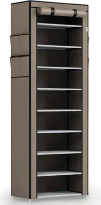Produktbild von Juskys Schuhschrank M Hellbraun 9 Ebenen, geschlossen, Stoff-Bezug wasserabweisend