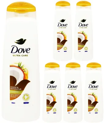 Produktbild von 6x Dove Shampoo KOKOS + REPARATUR 250ml repariert strapaziertes Haar tiefenwirksam