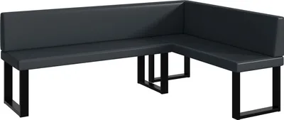 Produktbild von MEBLINI Eckbank für Esszimmer - Küchenbank - Essecke - Sitzecke Küche - TONI - U-Beine 142x196x87cm Rechts - Dunkelgrau Kunstleder