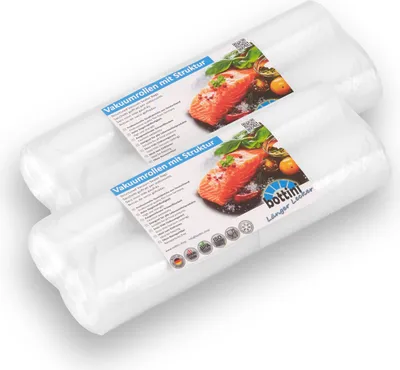 Produktbild von 4 x Vakuumrolle 25 x 600 cm für Lebensmittel geeignet für alle Vakuumierer
