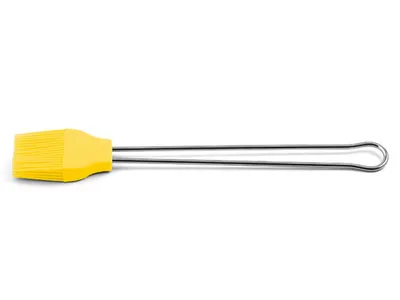 Productafbeelding van Brede, gele borstel voor het aanbrengen van saus of boter op vlees tijdens het bakken of grillen