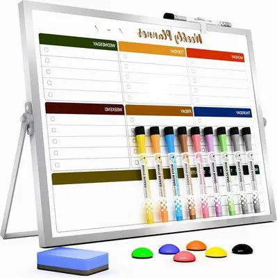 Zdjęcie produktu dla Tygodniowa tablica suchościeralna 12 x 16 cali, biała, przenośna