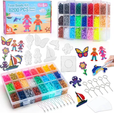 Produktbild von Perlen-Set für Thermomuster, 8400 Stück, 5 mm, 48 Farben