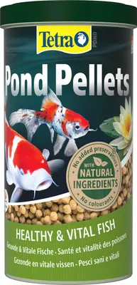 Produktbild von Tetra Pond Pellets - Fischfutter für alle Teichfische, unterstützt gesunde Fische und klares Wasser im Teich, 1 L Dose