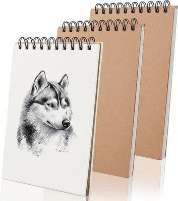 Productafbeelding van 3 stuks schetsalbum A5 schetsboek, 120 g/m², A5, spiraalbinding, 80 pagina's/40 vellen, professioneel tekenboek voor aquarelstift (bruine omslag)