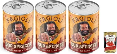 Produktbild von Fagioli alla Bud Spencer Tex Mex, Bud Power- Bud-Spencer-Tex Mex Bohnen fertig zum Probieren 3x 400gr + Italian Gourmet polpa 400g