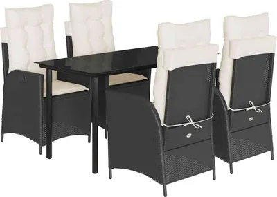 Produktbild von vidaXL 5-tlg. Garten-Essgruppe mit Kissen Schwarz Poly Rattan